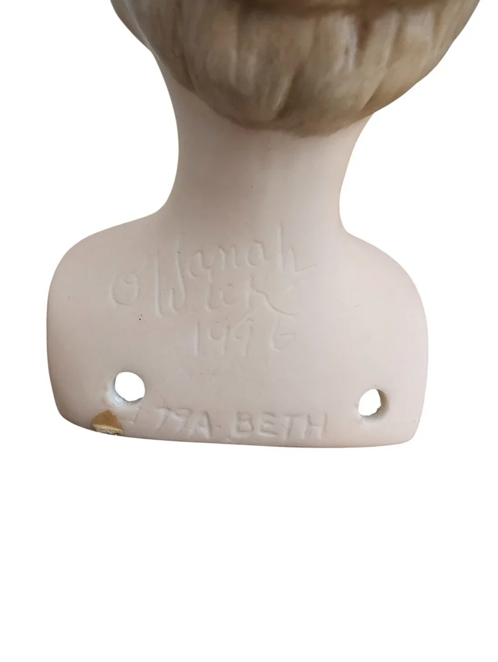 Vintage Hand Painted Bisque Doll Bust Head 